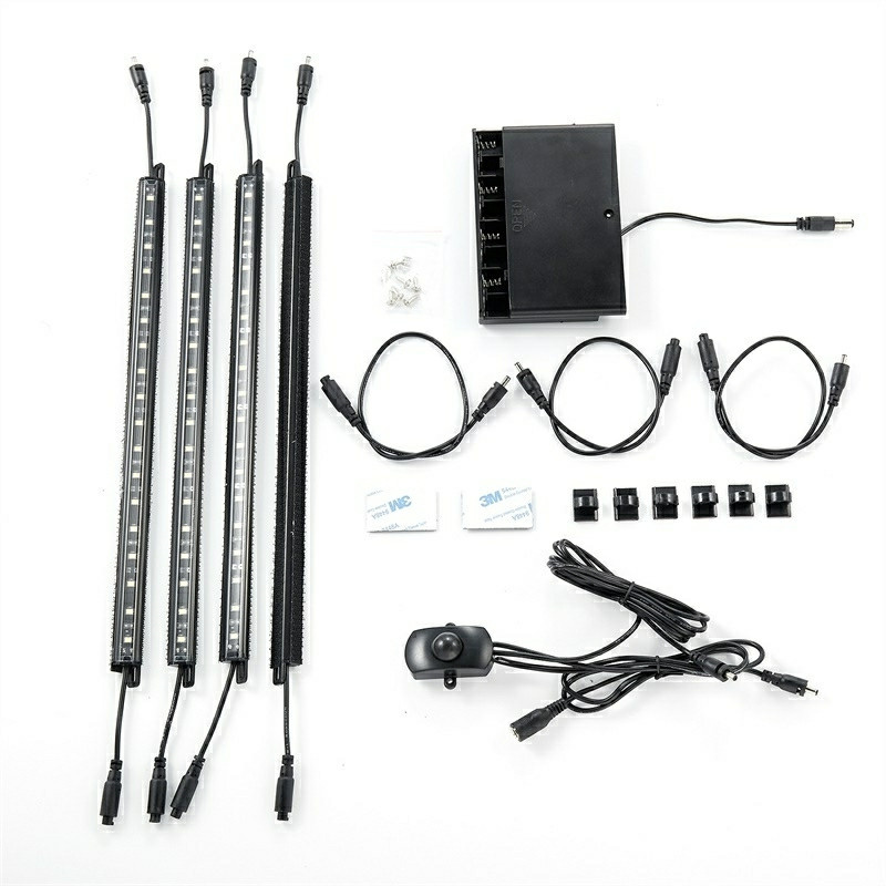 4 Bar LED Safe Lighting Kit 12 Inch Linkable Light Bars for Under Cabinet Gun Safe Locker Closet Showcase