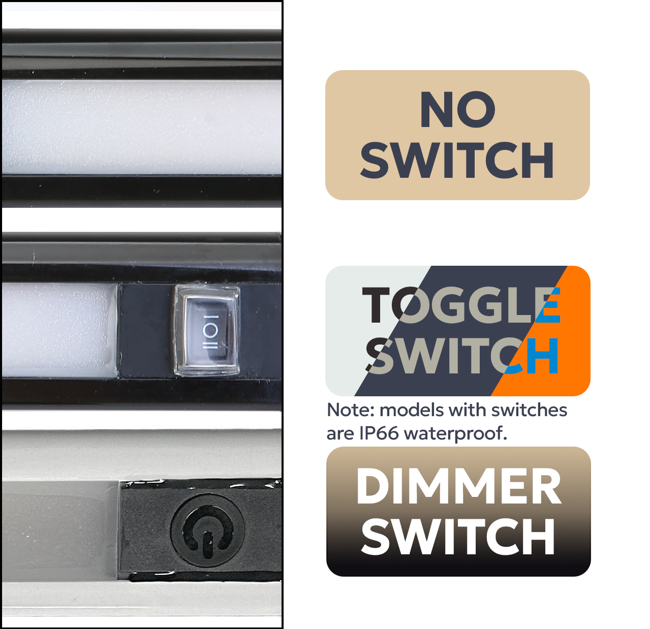 RV Exterior & Awning Lights - DIMMER SWITCH - 255/300/360/550mm Available