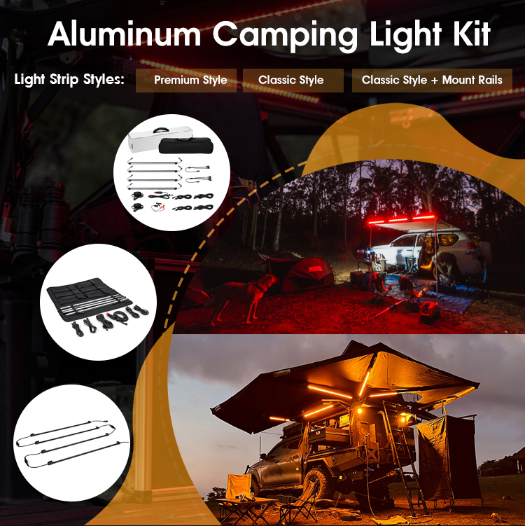 3-Bar Camping Awning DIY Light Kit, White LED, Aluminum Classic, Dimmable