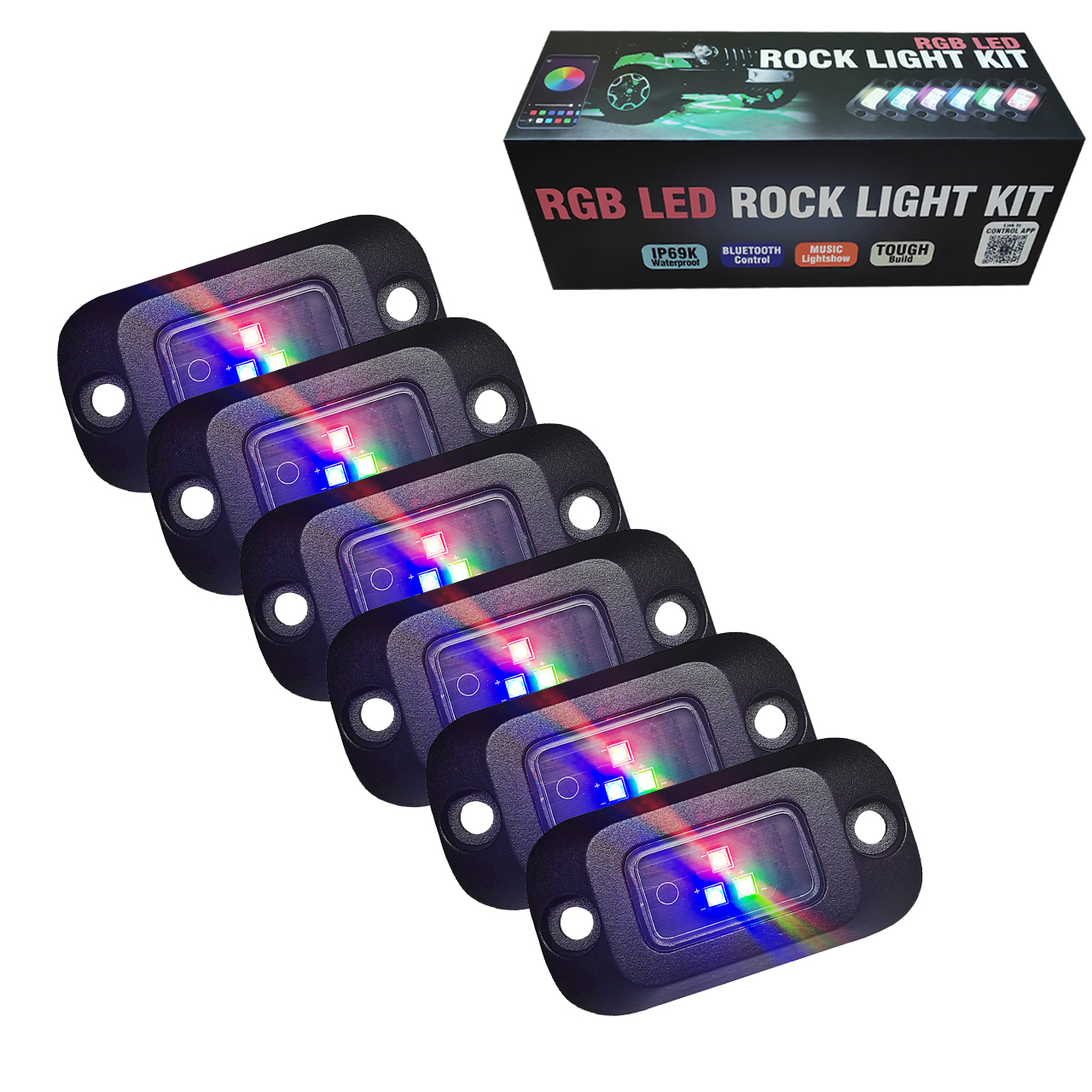 RGB LED Rock Light Bluetooth Kit for 4WD Underglow