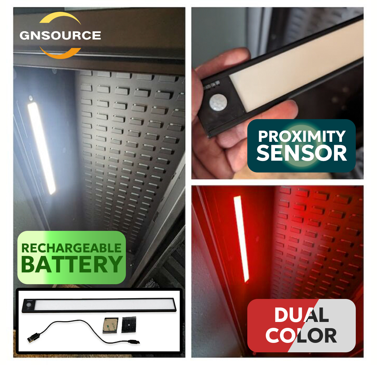 Flat Interior Light - USB Rechargeable Proximity Sensor - 260mm 410mm Models Available