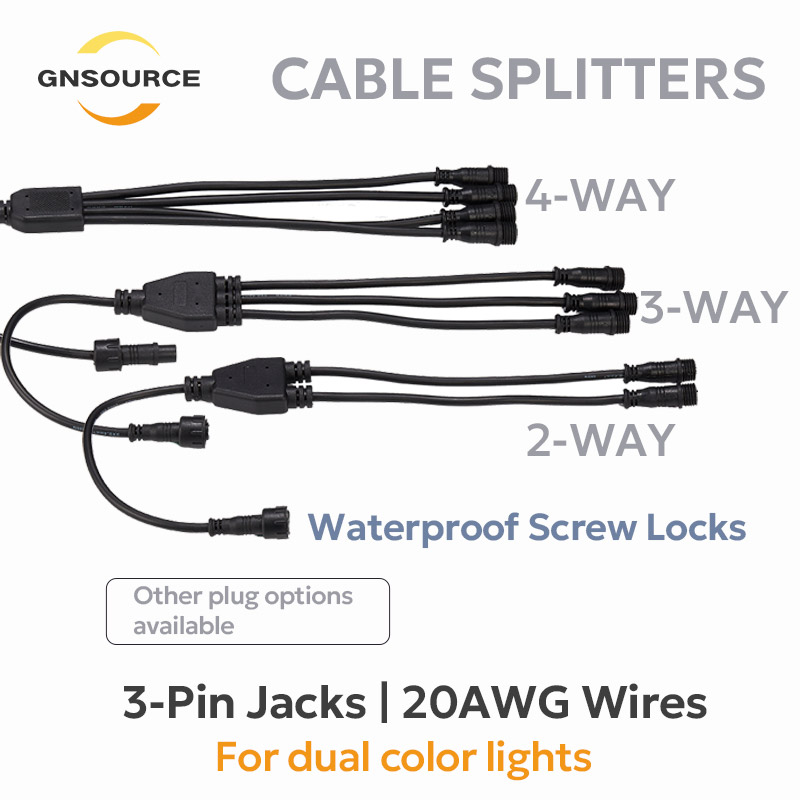 Cable Splitter - 3-Pin Waterproof - 2-Way, 3-Way, 4-Way & More