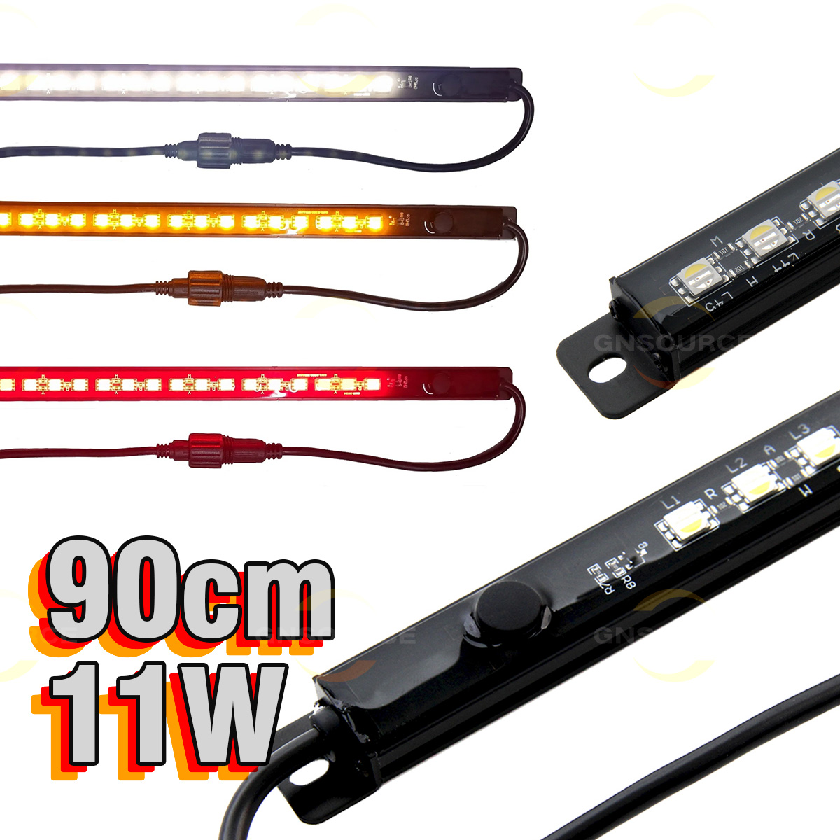 Aluminum Classic Light Strip - 3-COLOR Red + Amber + White, Dimmer Switch - 90cm