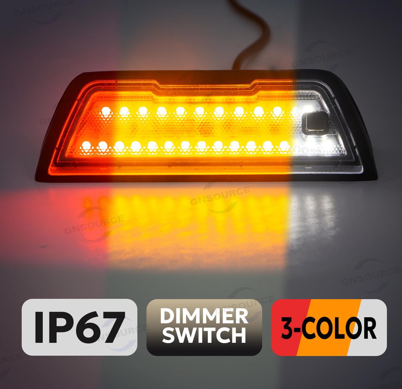 3-COLOR 45-DEGREE LED WORK LIGHTS, WHITE + AMBER + RED 12V/10-30V DC, WORLD PREMIERE